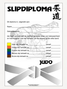 diploma judo - slipdiploma voor witte band