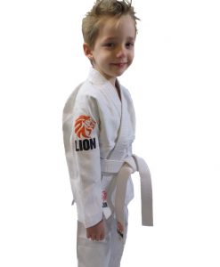 Lion judopak kids wit met oranje leeuw