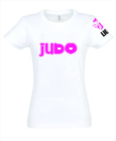 Judo T-shirt Lion judo love hartjes roze dames wit